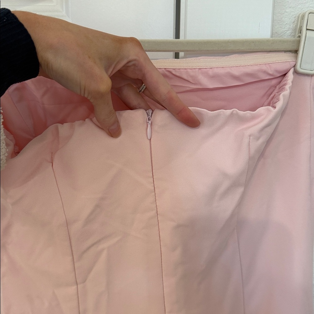 Pink Strapless Dress with Pink Fringe - Picture 4 of 5